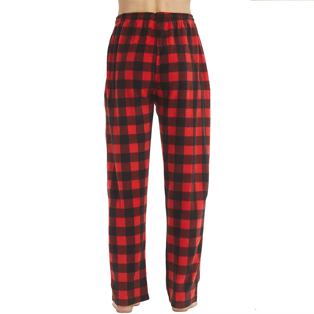 Mens Pajamas Pants with Pockets Fleece Pjs Soft Warm Plaid Pajamas Bottoms Lounge Sleep Pants Loungewear Sleepwear