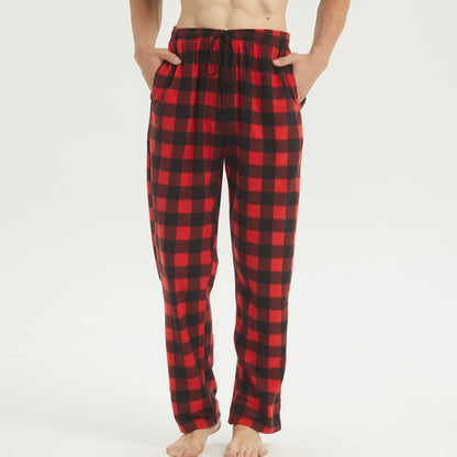 Mens Pajamas Pants with Pockets Fleece Pjs Soft Warm Plaid Pajamas Bottoms Lounge Sleep Pants Loungewear Sleepwear